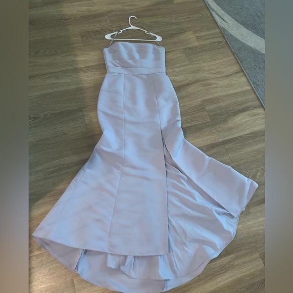 NWOT AMSALE Dari  dress Strapless pleated bodice front split Faille Lilac GB259A - Picture 6 of 11